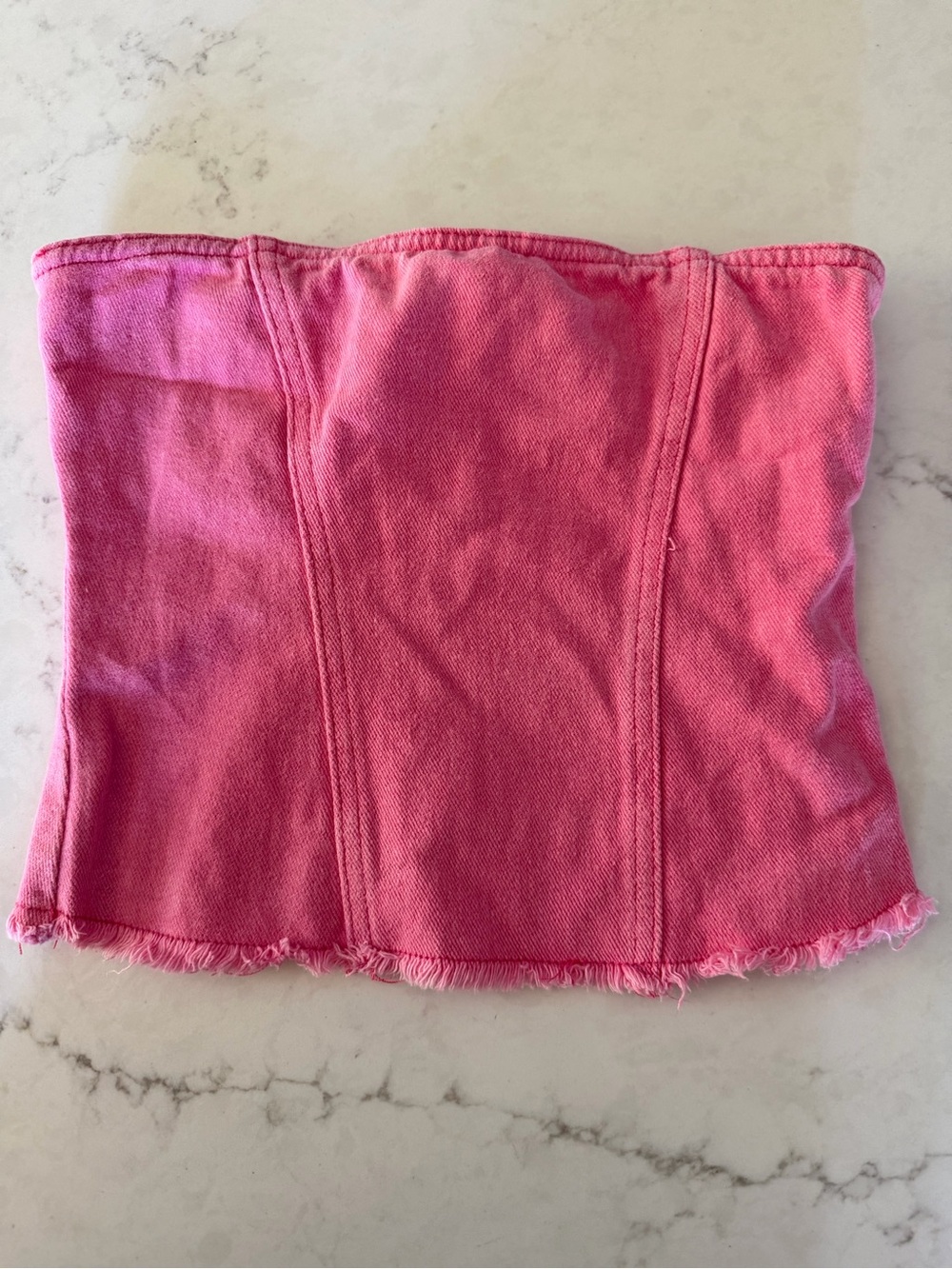 GUC pink denim Superdown strapless top size XXS